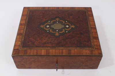 Lot 722 - Early 20th century Swedish amboyna games box dated 1929