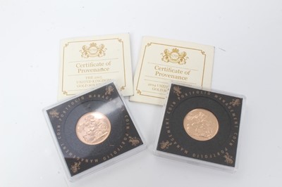 Lot 204 - G.B. - Gold Sovereigns Elizabeth II 2014 UNC & 2015 UNC (2 coins)