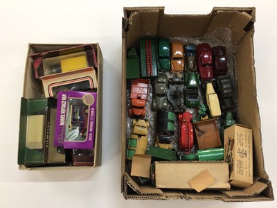 Lot 1904 - Diecast unboxed selection of early dinky models including saloon cars, lorries etc. plus two tinplate models and some boxed Lledo models (qty)