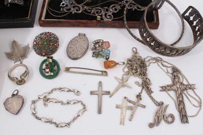 Lot 974 - Group of silver jewellery including pendants, chains and rings, together with other costume jewellery