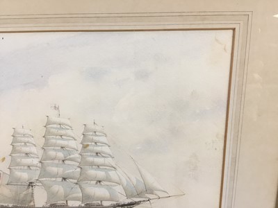 Lot 103 - Pair of early 20th century watercolours of ships, framed and glazed