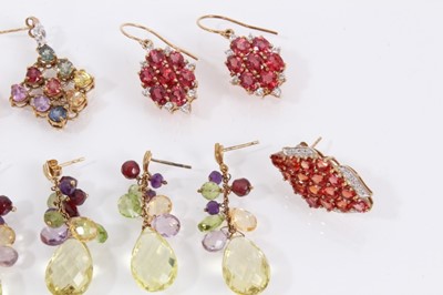 Lot 810 - Group of 9ct gold gem set earrings to include five pairs and one single