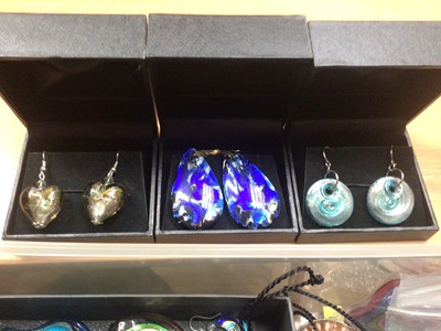 Lot 814 - Collection of Murano and other coloured glass pendants and earrings etc