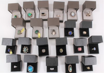 Lot 819 - Group of silver semi precious stone rings, all boxed (22 in total)