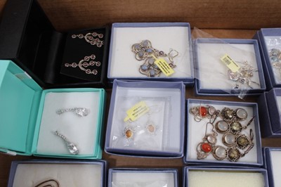 Lot 820 - Quantity of silver gem set earrings, mostly boxed and new in packets or with tags