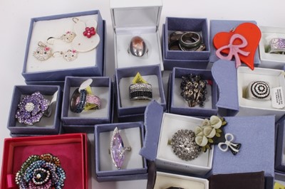 Lot 824 - Group of contemporary gem and paste set costume rings including a Butler & Wilson flower ring in box and other costume jewellery