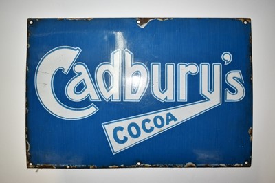 Lot 2407 - A 'Cadbury's Cocoa' blue enamel sign, 45.5cm x 30.5cm