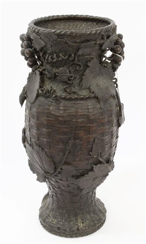 Lot 883 - Japanese Meiji period bronze vase of slightly...