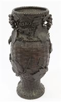 Lot 883 - Japanese Meiji period bronze vase of slightly...