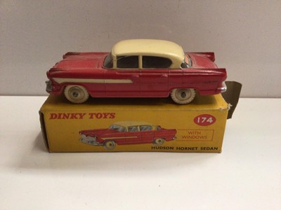 Lot 1810 - Dinky Hudson Hornet Sedan 174, Studebaker President Sedan 179, Hill,an Minx Saloon 154, Packard Clipper Seddan 180, Austin Atlantic Convertible 106 and CorgiStudbaker Golden Hawk 211 all boxed but...