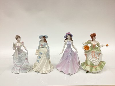 Lot 1207 - Three Coalport limited edition Femmes Fatales figures - Lillie Langtry, Nell Gwynn and Emma Hamilton, together with three Ladies of Fashion figures - My Sweetheart, Emma and Victoria, plus two Clas...