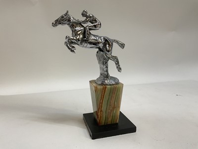 Lot 2012 - Art Deco horse and jockey mascot by Charles Paillet mounted on green veined marble base, signed