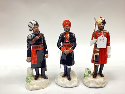 Lot 1209 - Three Michael Sutty limited edition porcelain figures - 14th Bengal Lancers, Sowar, Governors Bodyguard, Madras Sowar and Probyn's Horse, Siak