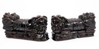 Lot 885 - Pair large 19th century Chinese carved...