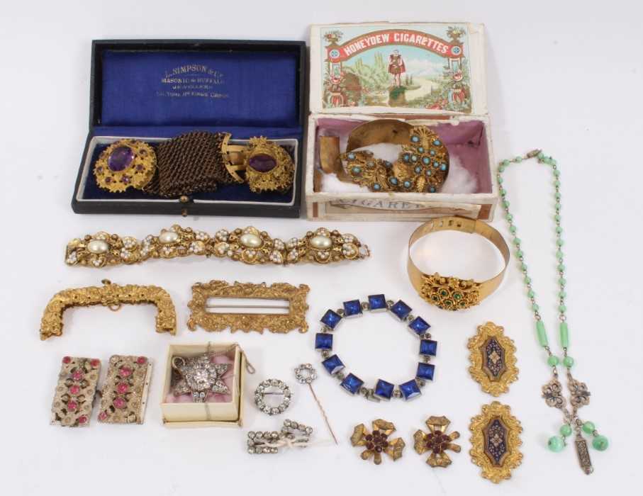 Lot 887 - Group of Victorian gilt metal costume jewellery and bijouterie