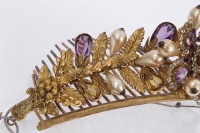 Lot 889 - Early 19th century gilt metal paste set tiara