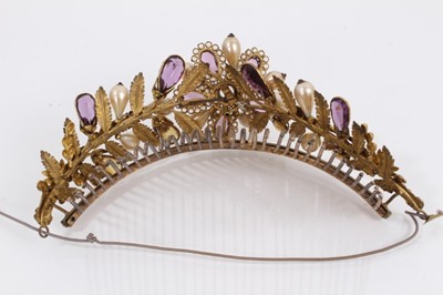 Lot 889 - Early 19th century gilt metal paste set tiara