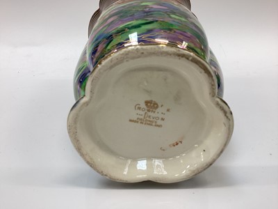 Lot 1269 - Galleon a Fieldings Crown Devon vase ribbed lobed cylindrical form painted in colours with a galleon at full sail, a Crown Devon Mattajade bowl in the same pattern