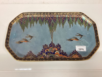Lot 1275 - Tree and swallow a Carlton Ware tray printed and painted in colours and gilt and a blue and orange ground