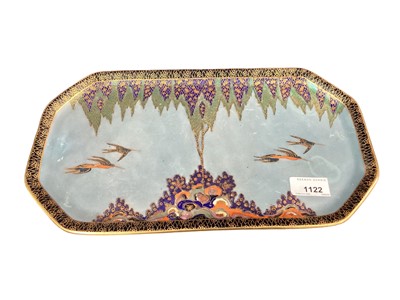 Lot 1122 - Tree and swallow a Carlton Ware tray printed and painted in colours and gilt and a blue and orange ground