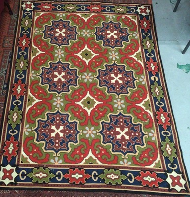 Lot 2125 - Victorian embroidered wool rug, 185cm x 135cm