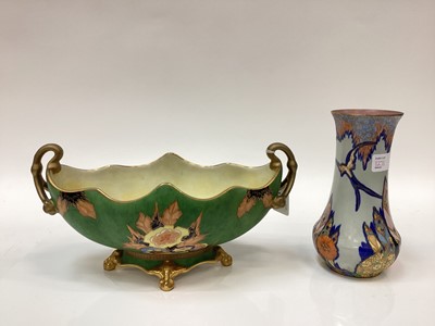 Lot 1271 - A scarce geometric Carlton Ware pedestal gondola bowl Reg No. 716736 and a Carlton Ware Fantasia vase