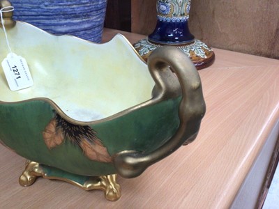 Lot 1271 - A scarce geometric Carlton Ware pedestal gondola bowl Reg No. 716736 and a Carlton Ware Fantasia vase