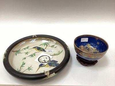 Lot 1273 - Kingfisher birds a Carlton Ware floating bowl pearl lustre and a Carlton Ware bowl with Chinese figures with stand