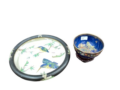 Lot 1123 - Kingfisher birds a Carlton Ware floating bowl pearl lustre and a Carlton Ware bowl with Chinese figures with stand