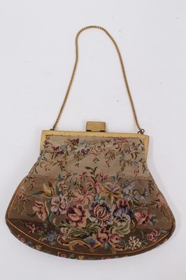 Lot 2108 - Two vintage evening hand bags , one Art Deco silver marked 935 with steel pin and blue stone decoration and blue cabachon clasp