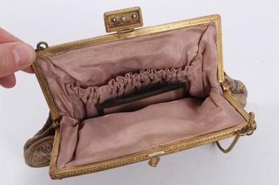 Lot 2108 - Two vintage evening hand bags , one Art Deco silver marked 935 with steel pin and blue stone decoration and blue cabachon clasp