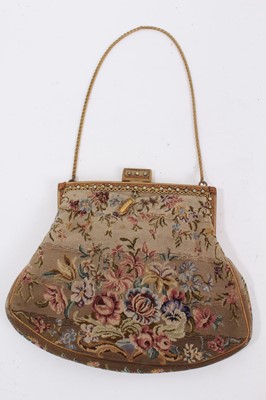 Lot 2108 - Two vintage evening hand bags , one Art Deco silver marked 935 with steel pin and blue stone decoration and blue cabachon clasp