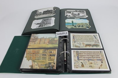 Lot 1571 - Two boxes containing a large quantity of postcards in 16 albums