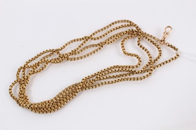 Lot 837 - Victorian 15ct gold long guard chain