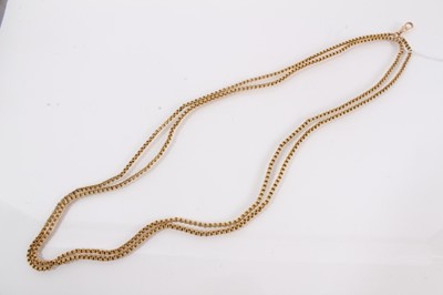 Lot 837 - Victorian 15ct gold long guard chain
