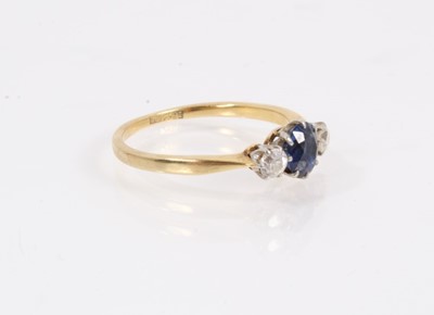 Lot 839 - 18ct gold sapphire and diamond three stone ring