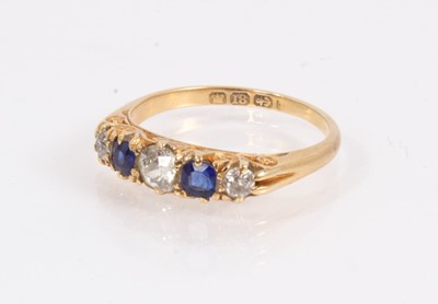 Lot 840 - Victorian 18ct gold sapphire and diamond five stone ring