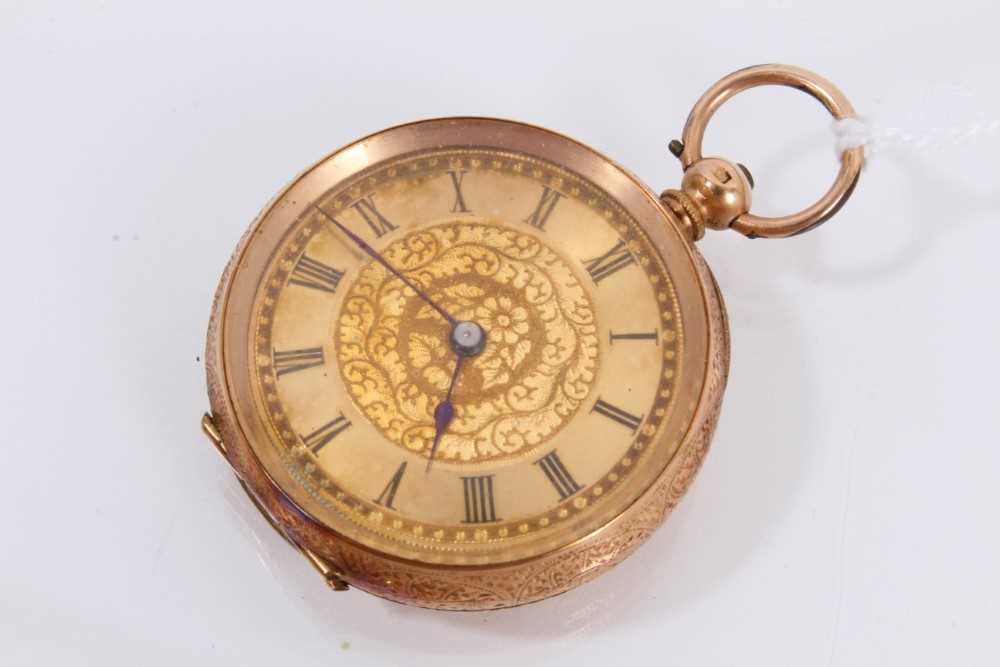 Lot 842 - 14ct gold cased fob watch