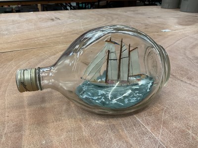 Lot 2586 - Scratch built model of a ship in a Dimple Whisky bottle