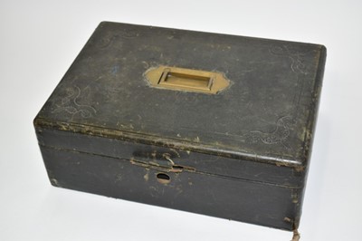 Lot 2455 - A Victorian workbox with nameplate engraved 'The Honourable D. Astley', with sundries inside, 38cm wide