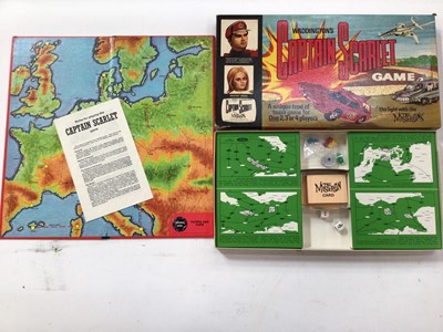 Lot 1965 - Timpo Indian Village in original box selection of plastic figures, stylophone quick draw, toy mobile, Bandai Police wagon, Captain Scarlet game, Lady Penelope car, Frog Bantam boxed