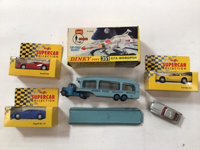 Lot 1967 - Diecast selection of unboxed Corgi, Dinky, Matchbox and other models plus a Dinky UFO Interceptor empty box