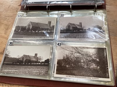 Lot 1467 - Postcards in three albums and loose pages, including real photographic topography, military, silk cards, street scenes etc.