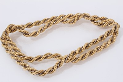 Lot 536 - 18ct white and yellow gold rope twist necklace and matching bracelet, marked 750.