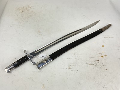 Lot 908 - British 1856 Pattern Yatagang bayonet with fullered re-curving blade in steel mounted leather scabbard