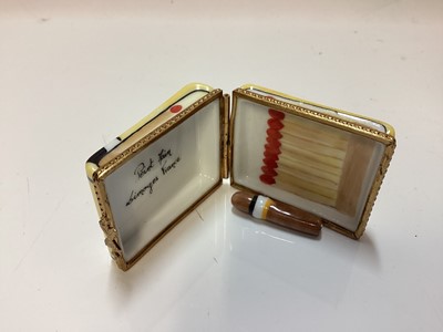 Lot 1241 - Two good quality Limoges Peint Main trinket boxes each containing wine bottles, together with another two containing cigars and another - Mozart (5)