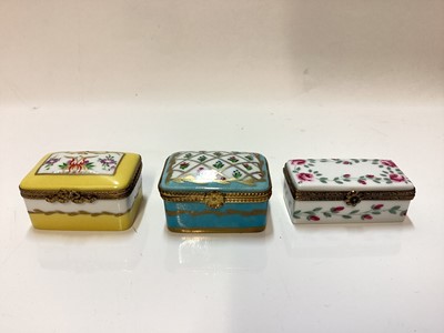 Lot 1242 - Six Limoges trinket boxes, one containing a pair of ladies shoes
