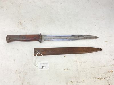 Lot 914 - First World War Imperial German K84/98 bayonet dated 1916 in steel scabbard