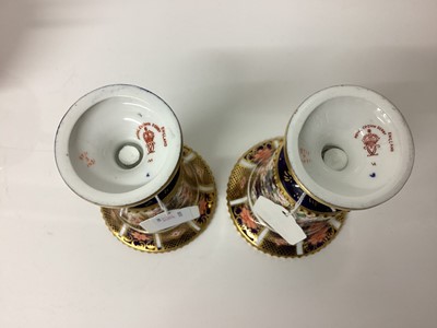 Lot 1198 - Two Royal Crown Derby Imari pattern vases, together with a twin handled vase and another (4)