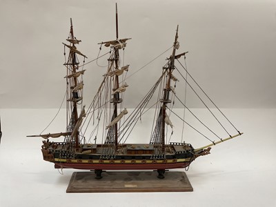 Lot 2597 - Scratch built model of the Cutty Sark, together with another scratch built ship and two framed prints.